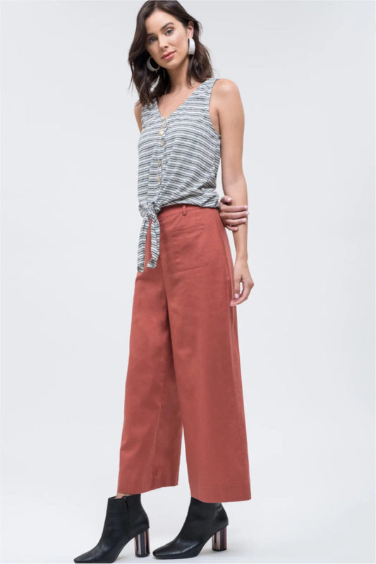 Pockets Terracotta Crop Pants