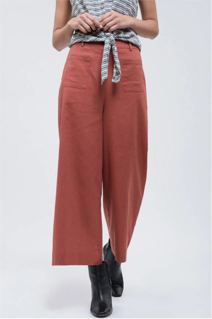 Pockets Terracotta Crop Pants