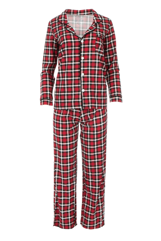 Crimson Women's Woven Collared Pajama Set