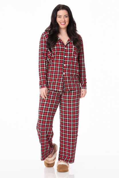 Crimson Women's Woven Collared Pajama Set