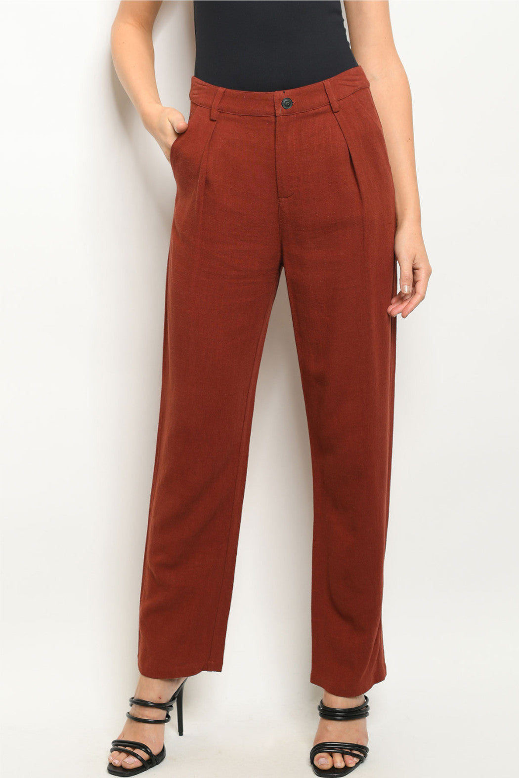 Linen Blend Brick Pants