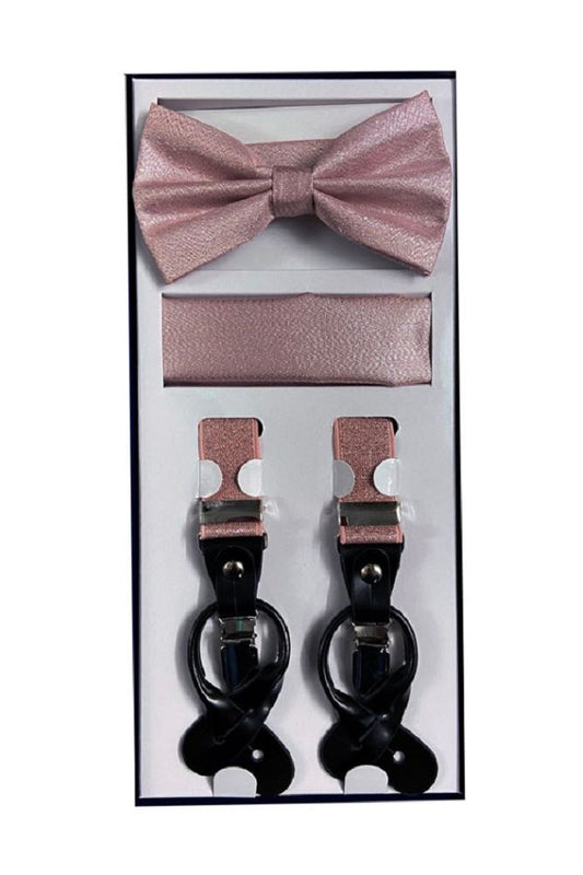 Metallic Dusty Pink Suspender Set