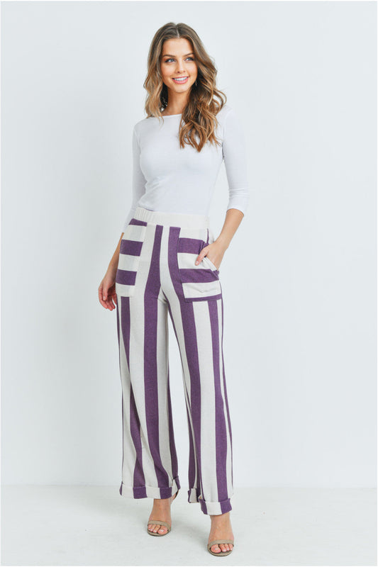 Purple Stripes Palazzo Pants