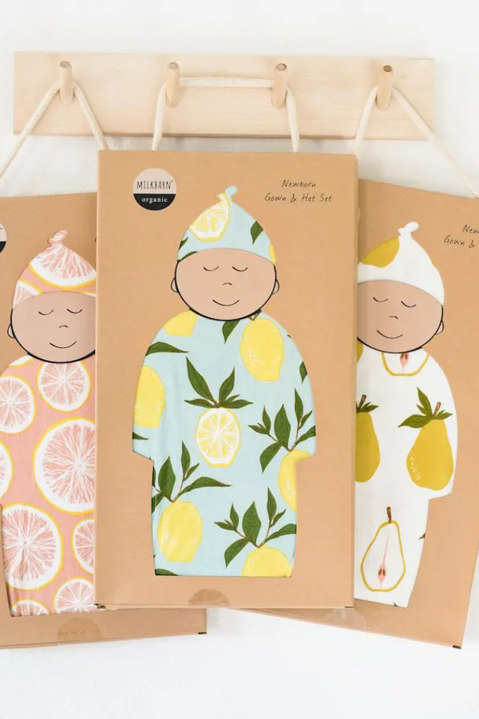 Milkbarn Newborn Gown & Hat Set