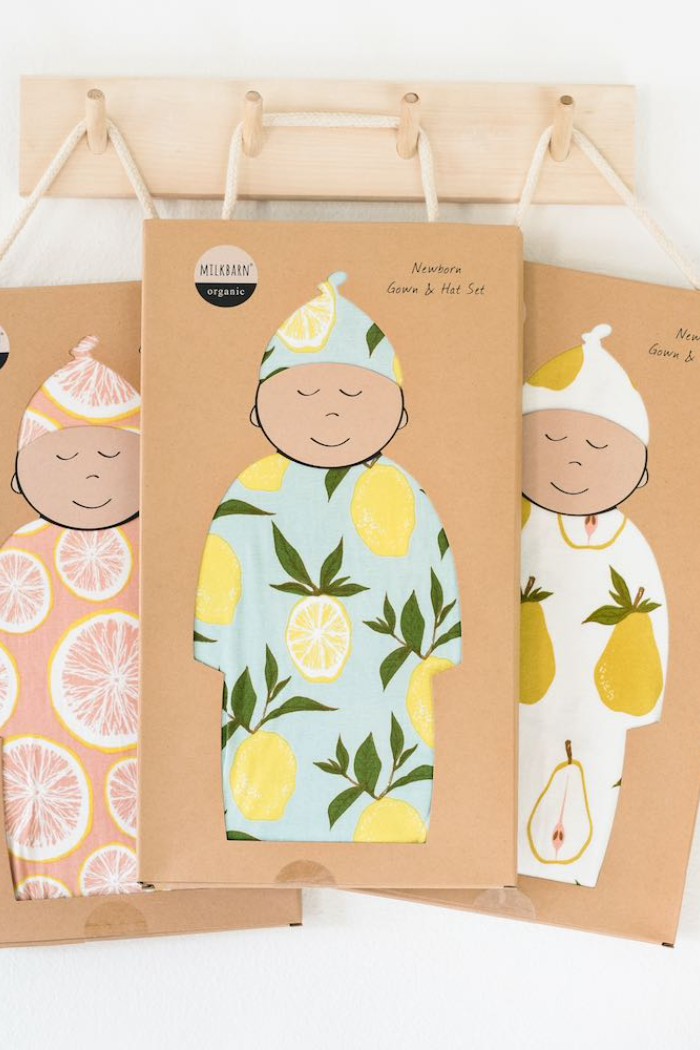 Milkbarn Newborn Gown & Hat Set