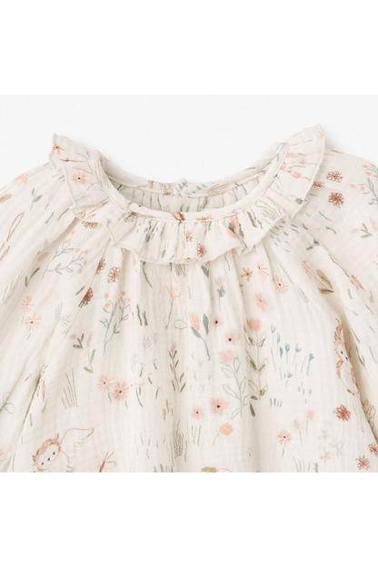 Owl Print Ruffle Dress