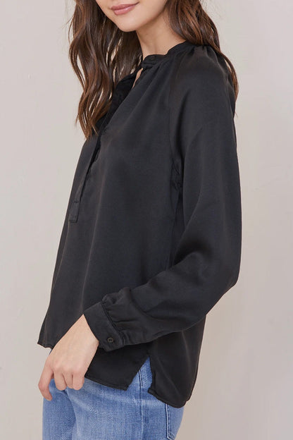 Long Sleeve Wide Placket Pullover