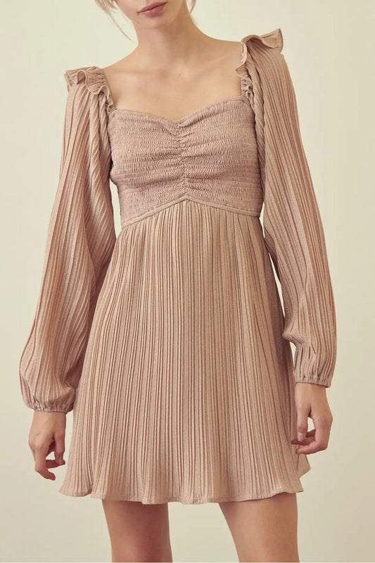 Rose Smocked Pleated Dress