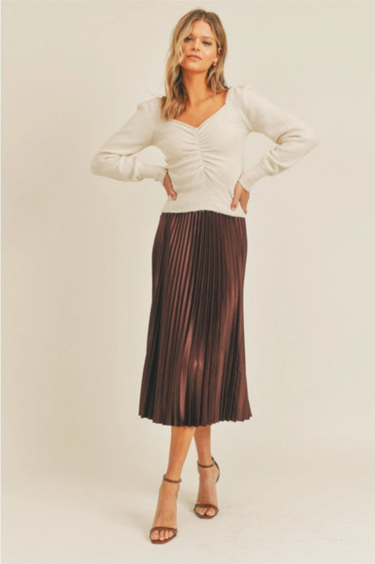 Pleated Midi Copper Skirt