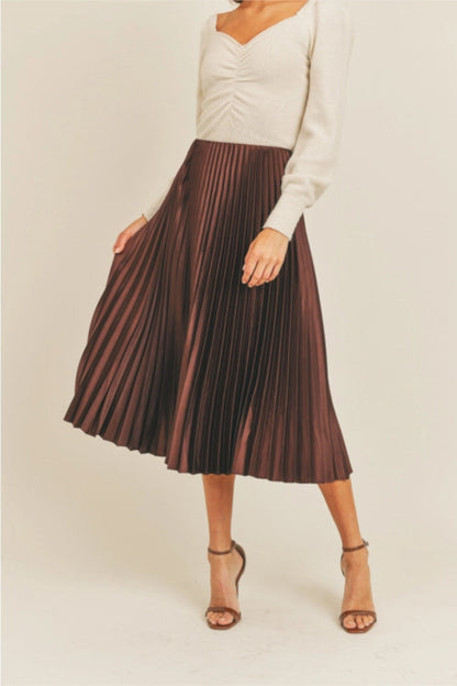 Pleated Midi Copper Skirt