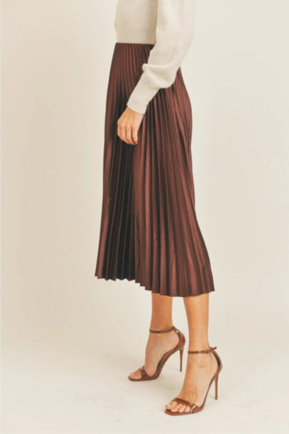 Pleated Midi Copper Skirt
