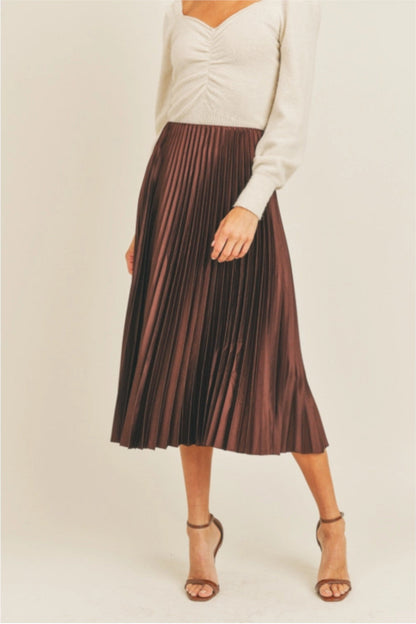 Pleated Midi Copper Skirt