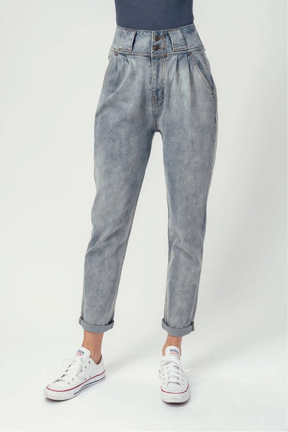 Denim High Waist Pegged Jeans