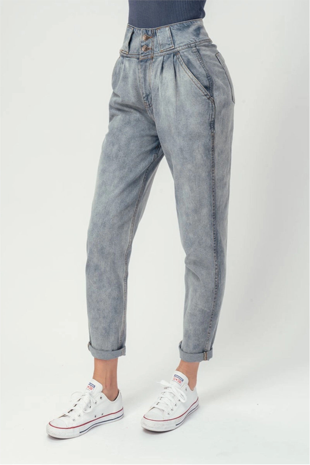 Denim High Waist Pegged Jeans