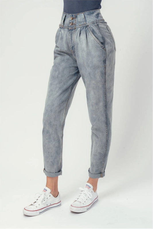 Denim High Waist Pegged Jeans