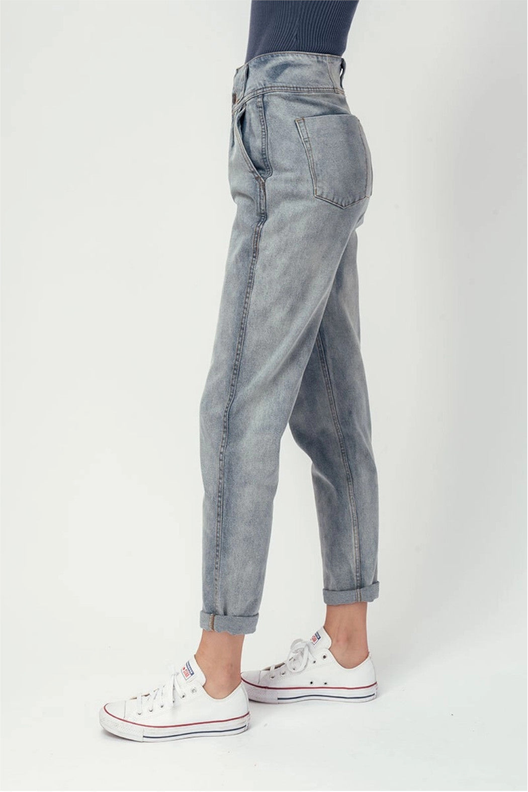 Denim High Waist Pegged Jeans