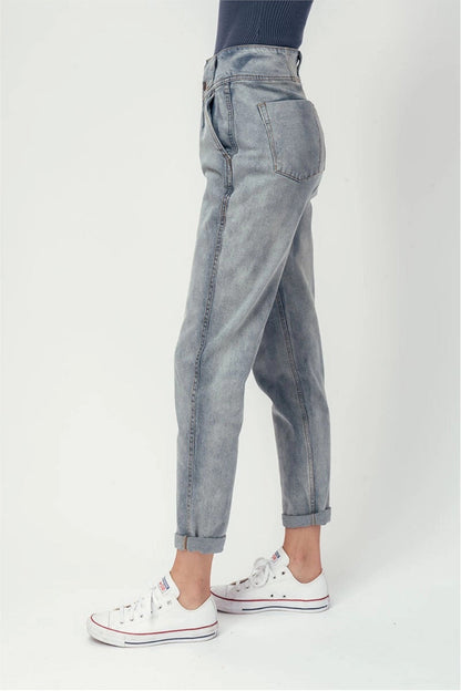 Denim High Waist Pegged Jeans