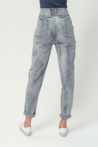 Denim High Waist Pegged Jeans
