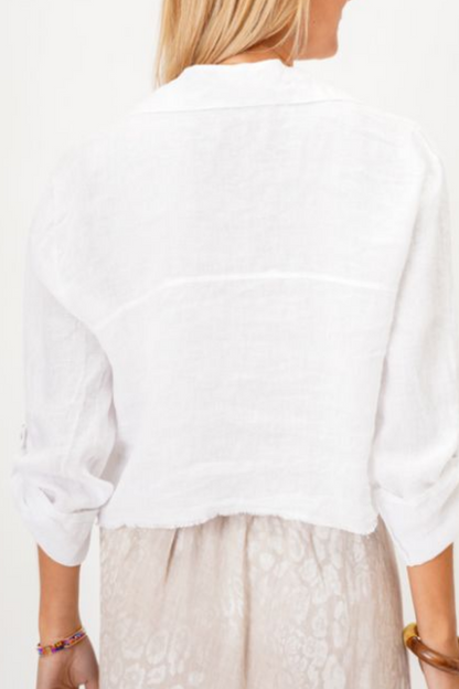 Linen Raw Edge Crop Top/Jacket