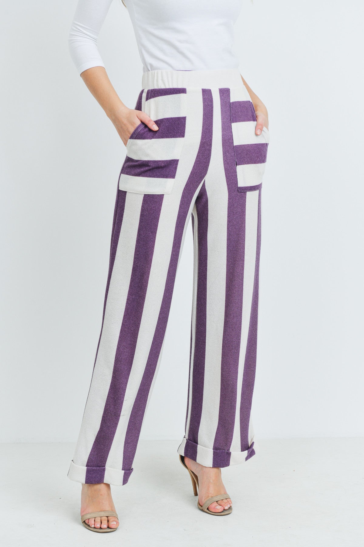 Purple Stripes Palazzo Pants