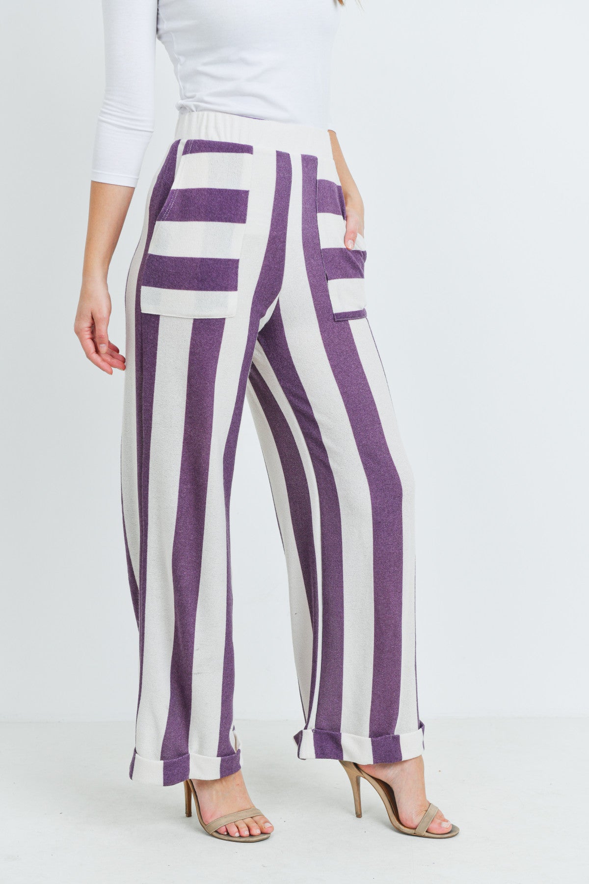 Purple Stripes Palazzo Pants