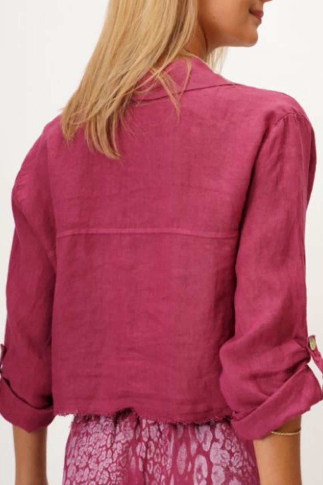 Linen Raw Edge Crop Top/Jacket