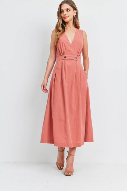 Linen Sleeveless Midi Dress