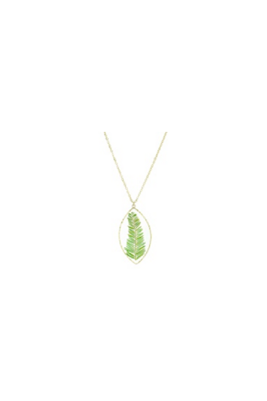 Long Gold Chain Necklace with Marquis Leaf Detail