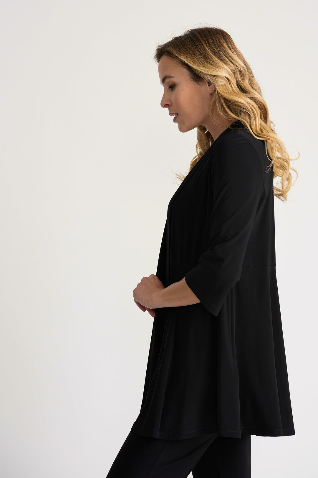 3/4 Sleeve Open Front Cardigan