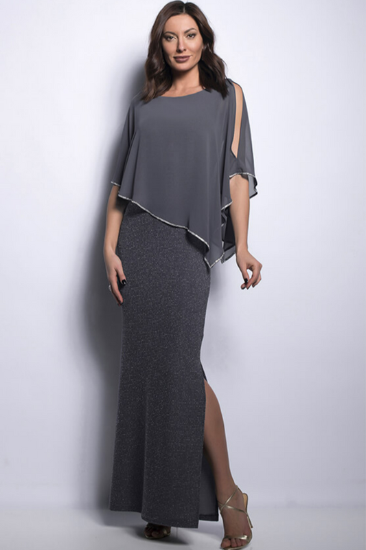 Chiffon Drape Dress in Black