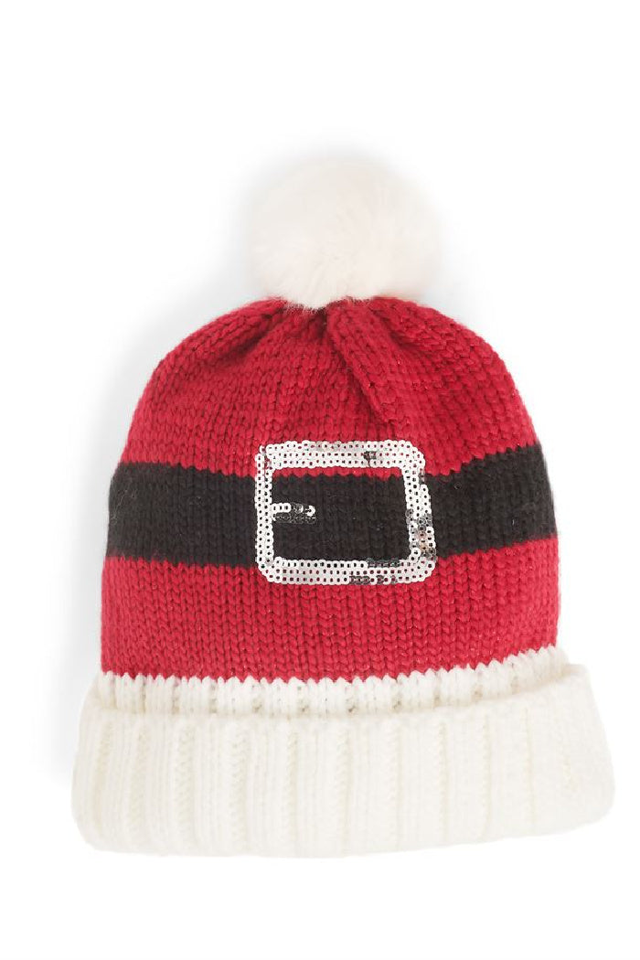 Santa Sequin Pom Beanie