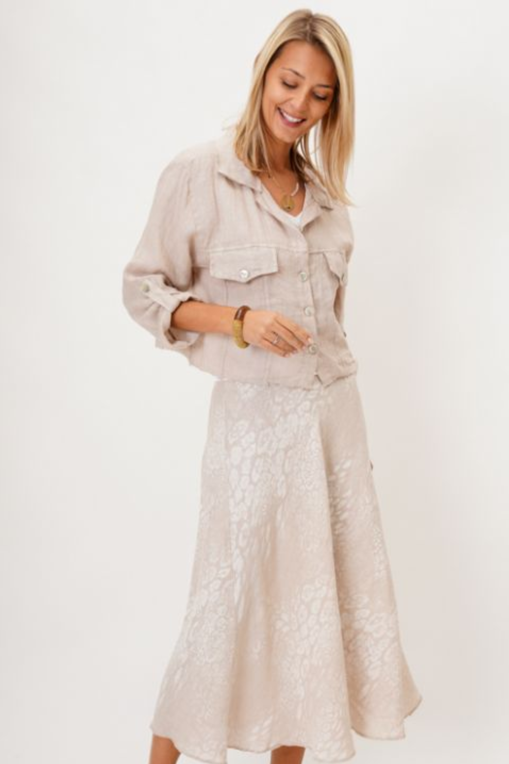 Linen Raw Edge Crop Top/Jacket