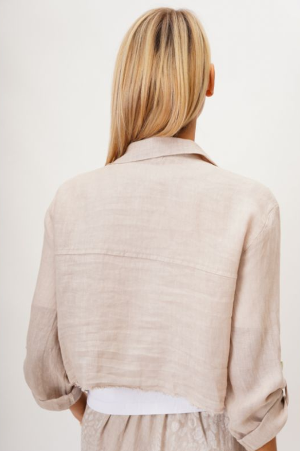 Linen Raw Edge Crop Top/Jacket