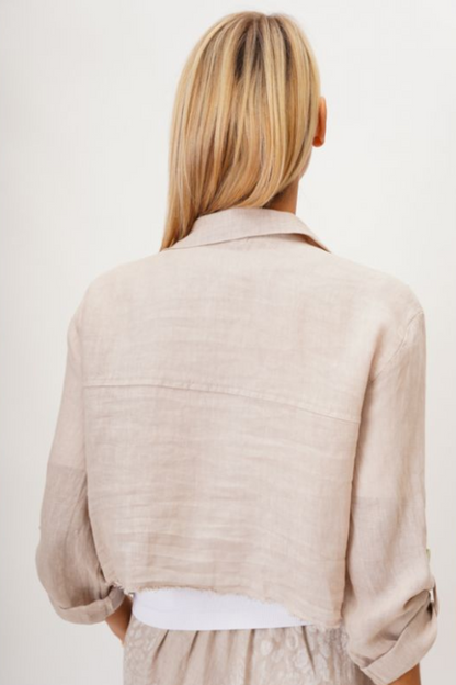 Linen Raw Edge Crop Top/Jacket