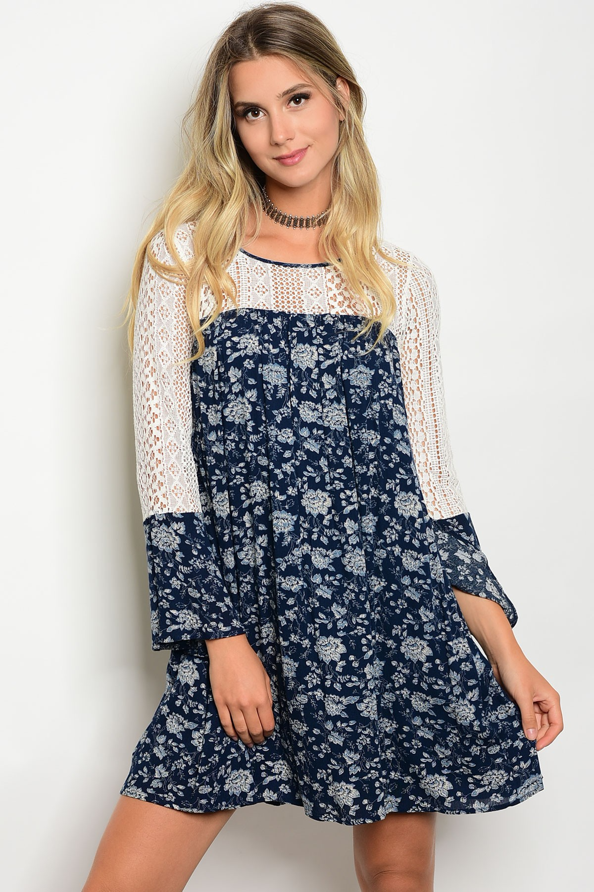 Floral Prints Crochet Dress