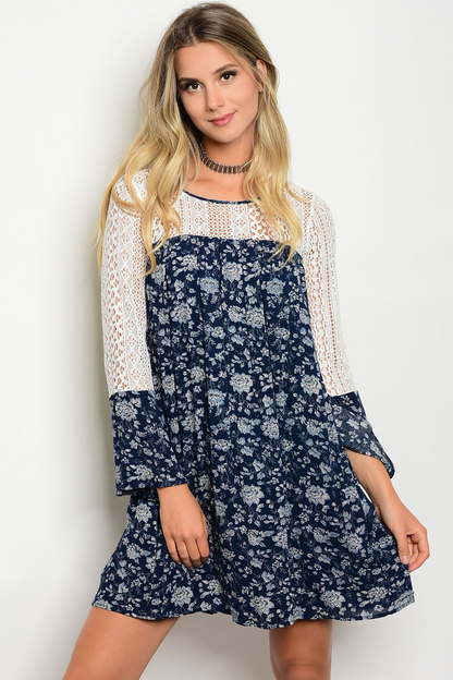 Floral Prints Crochet Dress