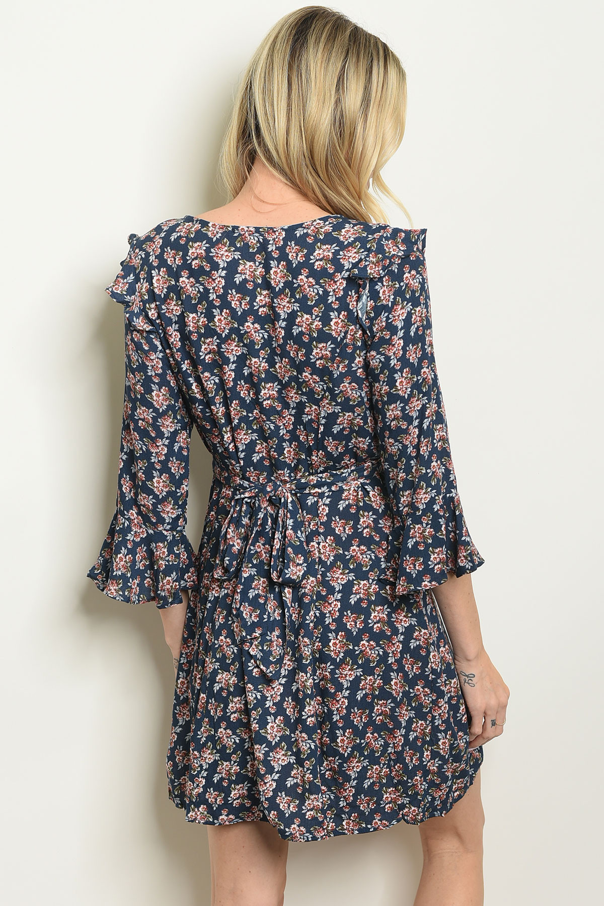 Floral Indigo Ruffles Dress