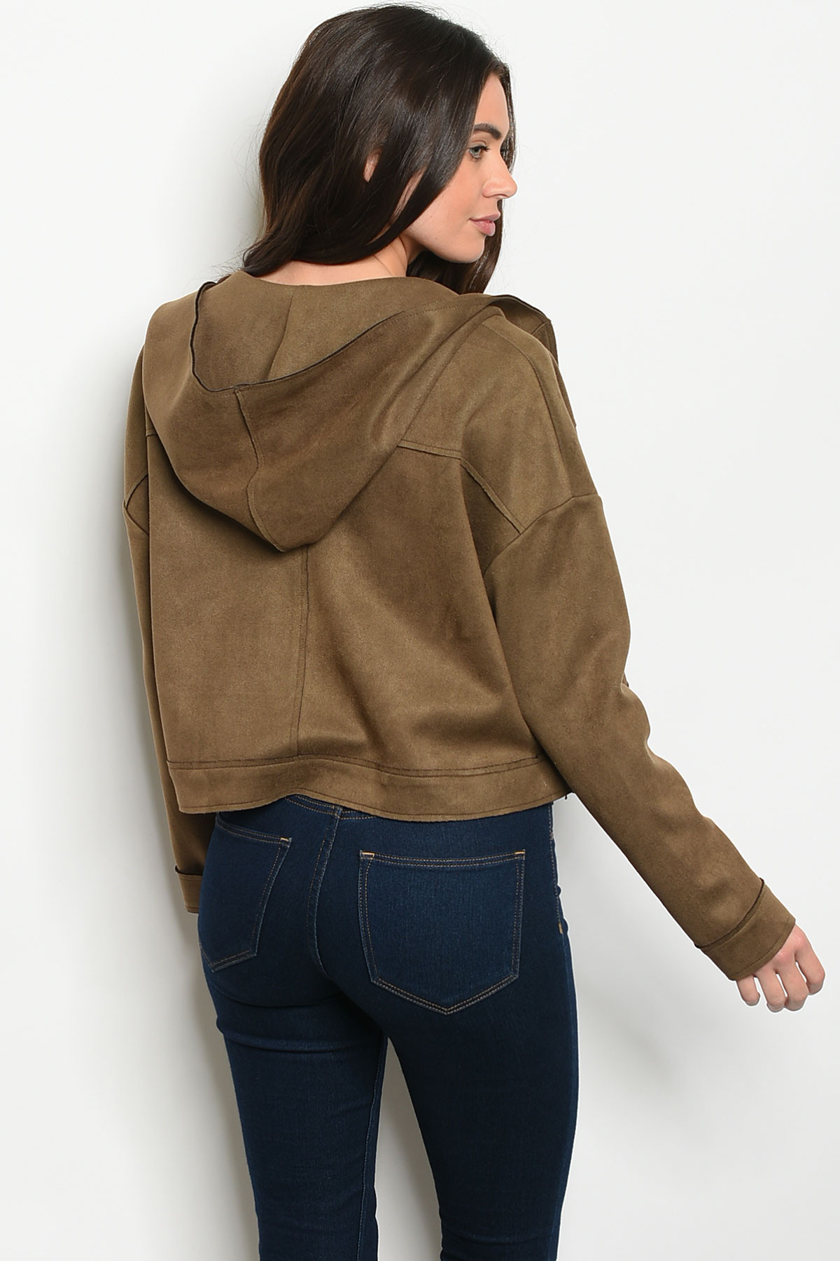 Suede Hooded Olive Jacket