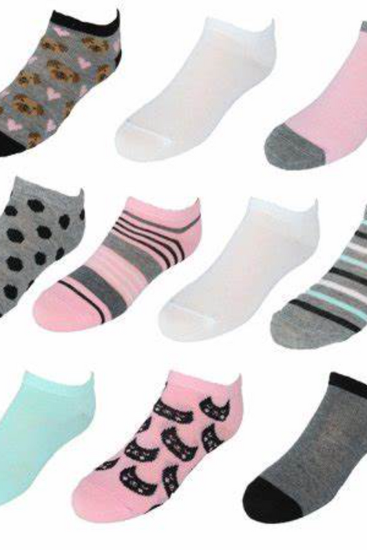 Alexa Rose Women's Patterned 10 pair Ankle Socks