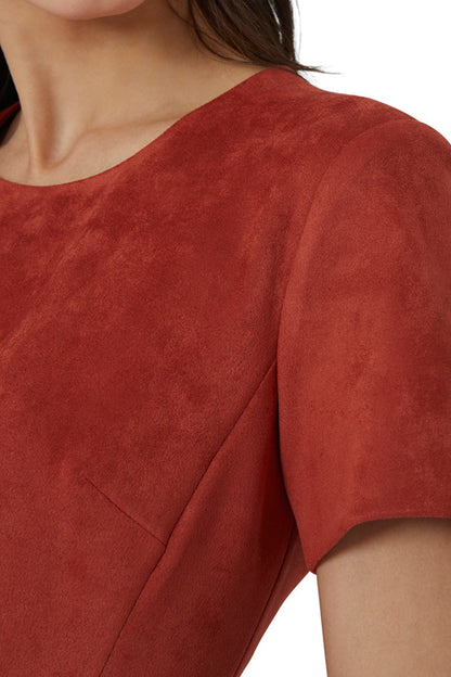 Patty Short Sleeve Suede Dress