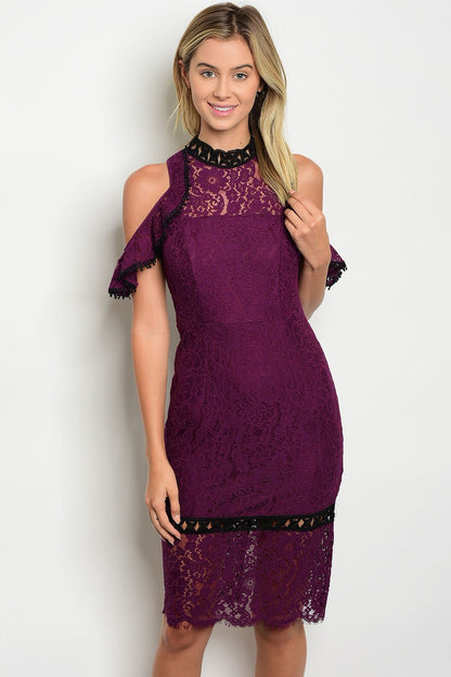 Plum Crochet Ruffles Dress
