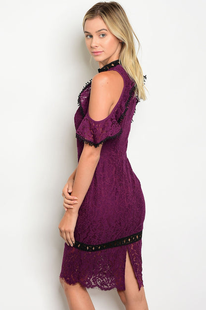 Plum Crochet Ruffles Dress