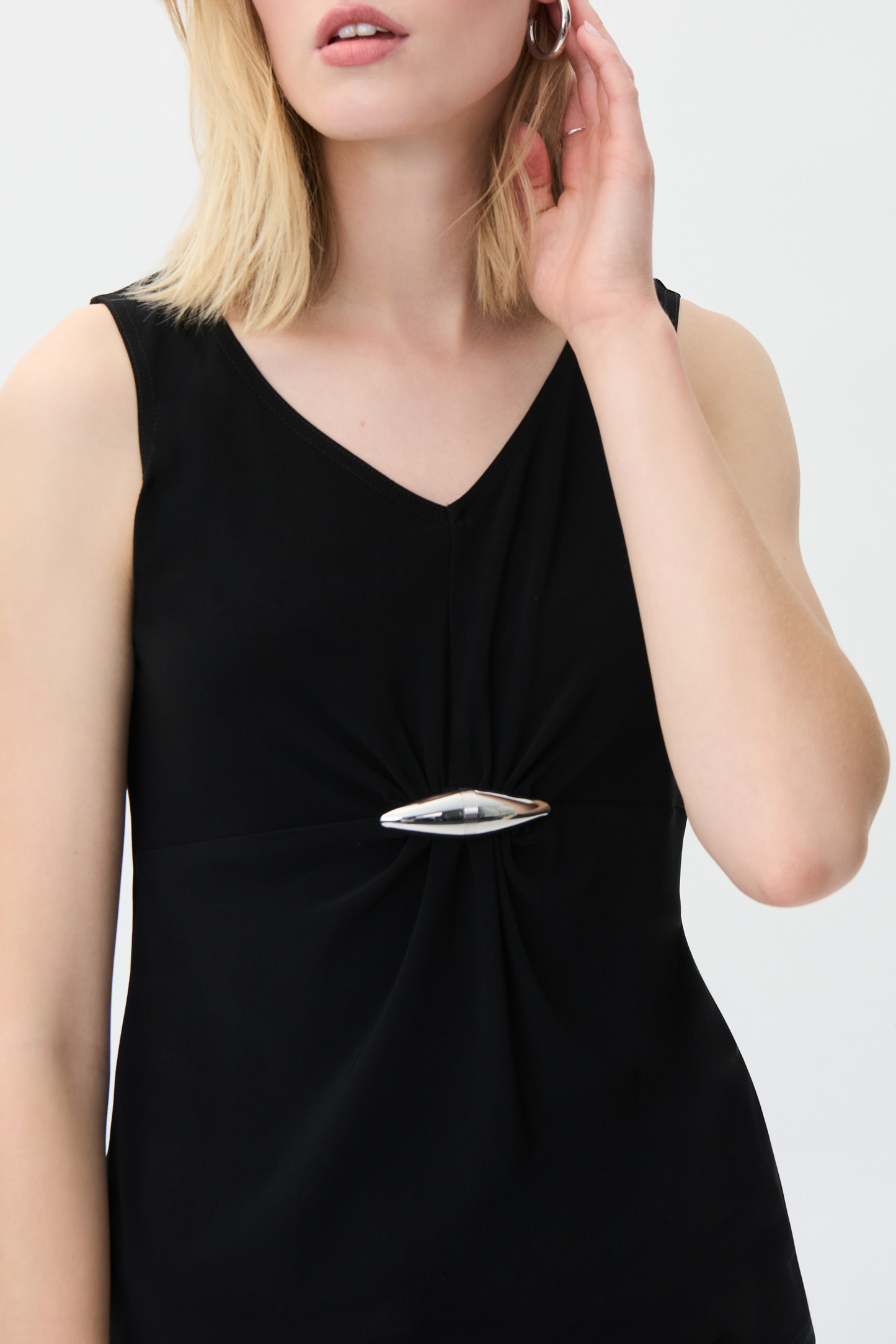 Joseph Ribkoff V-Neck Top with Hardware Detail