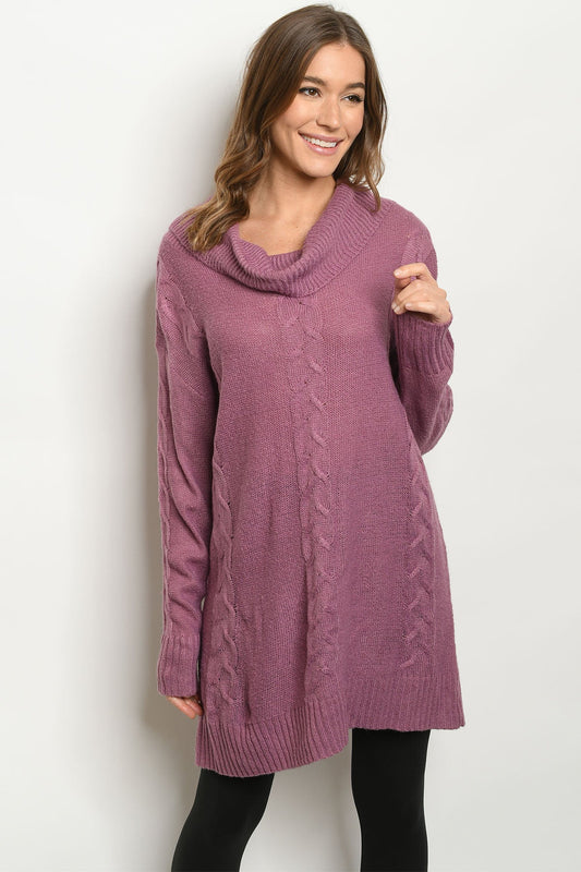 Berry Knit Tunic Sweater