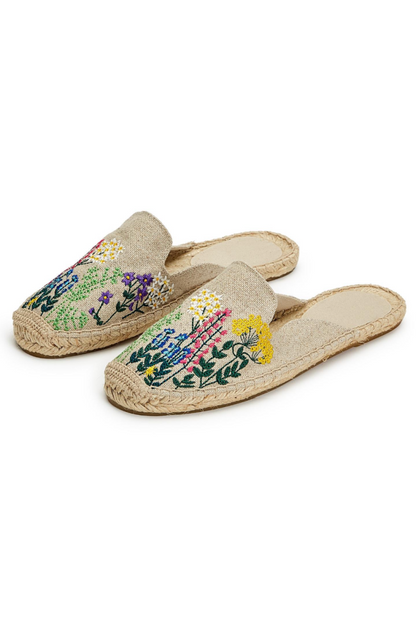 EMBROIDERED ESPADRILLE SLIDE