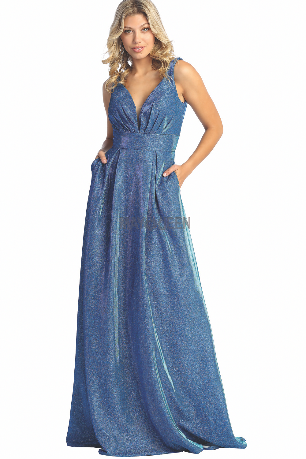 Royal Blue Metallic Formal Long Dress