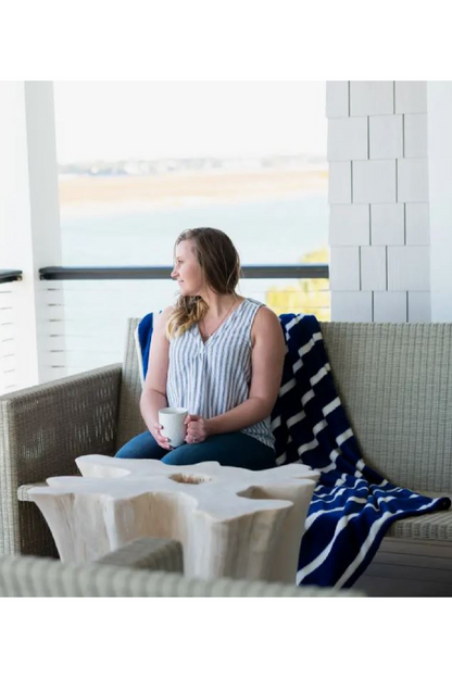 Navy Stripe Blanket