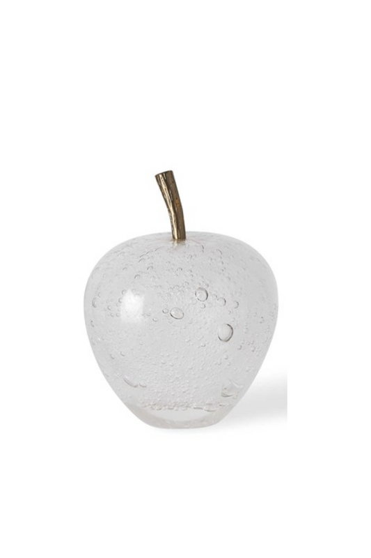 CLEAR GLASS APPLE W/SOLID BRASS STEM