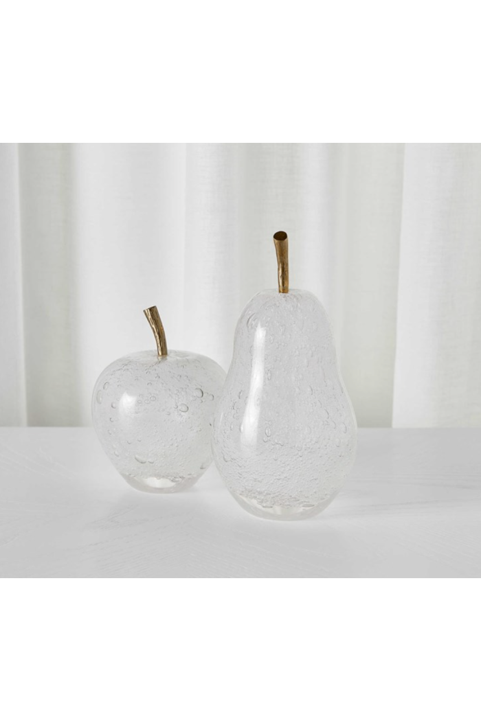 CLEAR GLASS APPLE W/SOLID BRASS STEM