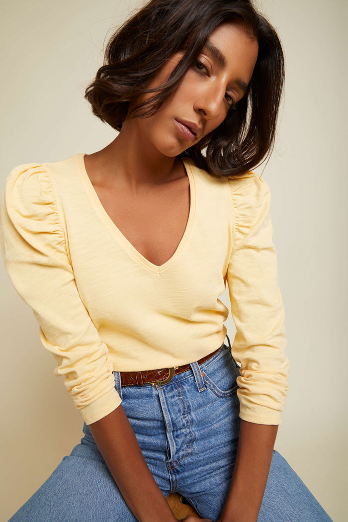 Saige V Neck Puff Sleeve Top